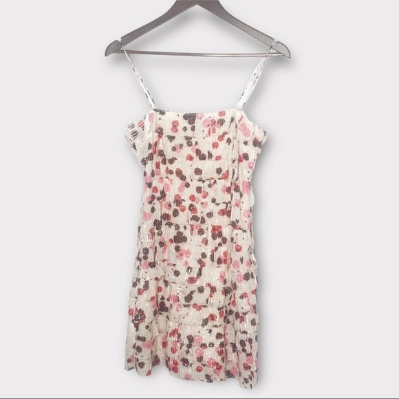 Anthropologie Verb by Pallavi Singhee Tiered Polka Dot Sequined Mini Dress - Picture 3 of 9